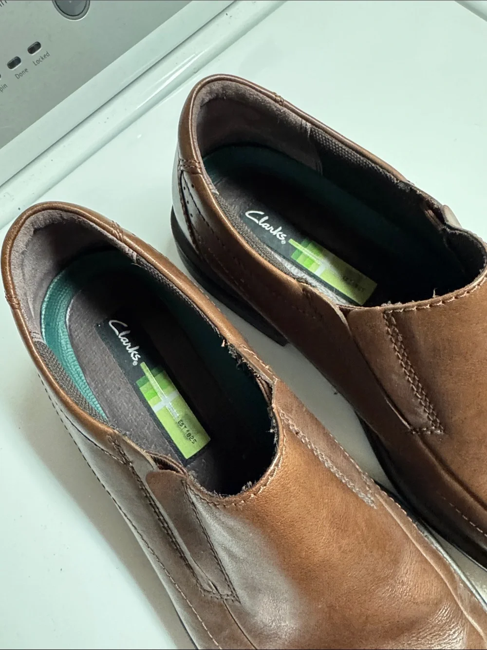 Clarks Brown Leather Slip-On Loafers